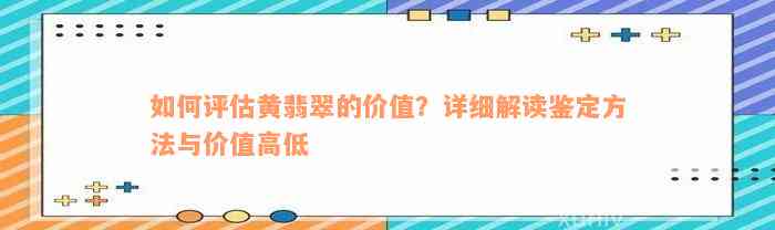 如何评估黄翡翠的价值？详细解读鉴定方法与价值高低