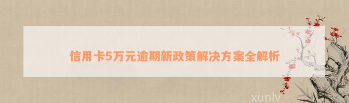 信用卡5万元逾期新政策解决方案全解析