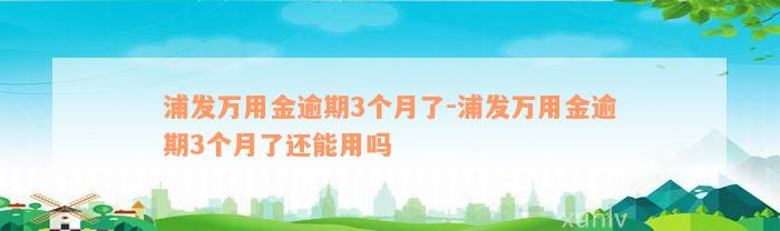 浦发万用金逾期3个月了-浦发万用金逾期3个月了还能用吗