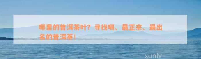 哪里的普洱茶叶？寻找喝、最正宗、最出名的普洱茶！