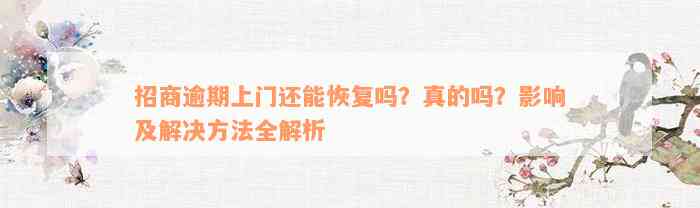 招商逾期上门还能恢复吗？真的吗？影响及解决方法全解析