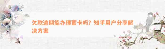 欠款逾期能办理蓄卡吗？知乎用户分享解决方案