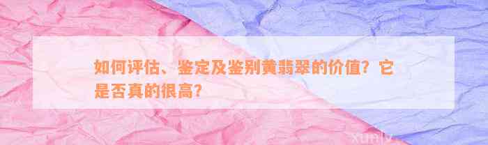 如何评估、鉴定及鉴别黄翡翠的价值？它是否真的很高？