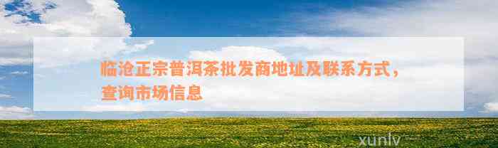 临沧正宗普洱茶批发商地址及联系方式，查询市场信息