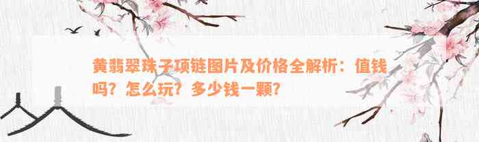 黄翡翠珠子项链图片及价格全解析：值钱吗？怎么玩？多少钱一颗？