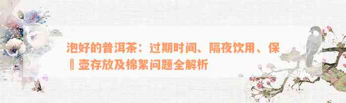 泡好的普洱茶：过期时间、隔夜饮用、保溫壶存放及棉絮问题全解析