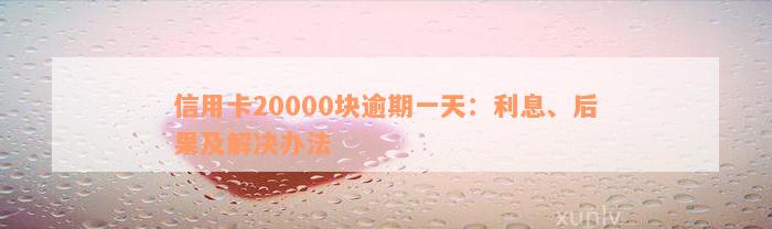 信用卡20000块逾期一天：利息、后果及解决办法