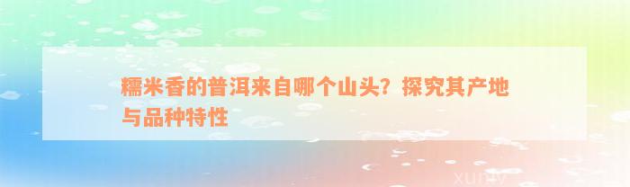 糯米香的普洱来自哪个山头？探究其产地与品种特性