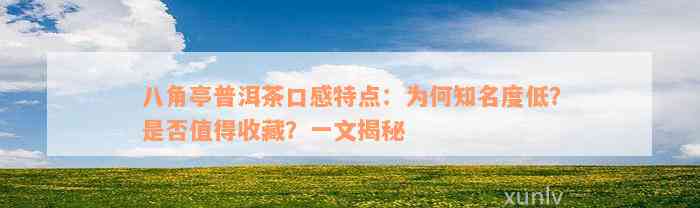 八角亭普洱茶口感特点：为何知名度低？是否值得收藏？一文揭秘