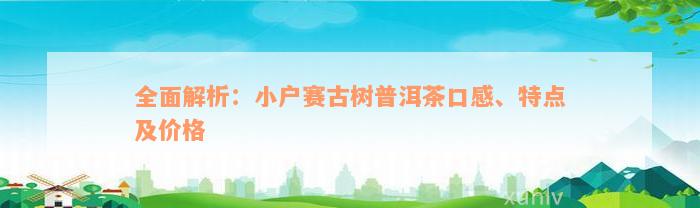 全面解析：小户赛古树普洱茶口感、特点及价格