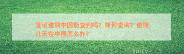 签证逾期中国能查到吗？如何查询？逾期几天在中国怎么办？