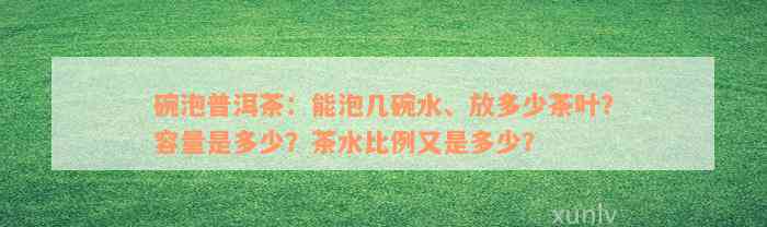 碗泡普洱茶：能泡几碗水、放多少茶叶？容量是多少？茶水比例又是多少？