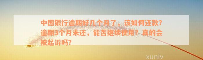 中国银行逾期好几个月了，该如何还款？逾期3个月未还，能否继续使用？真的会被起诉吗？