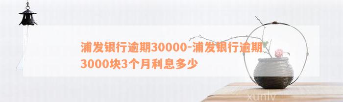 浦发银行逾期30000-浦发银行逾期3000块3个月利息多少