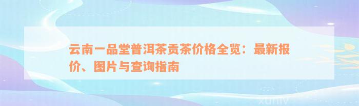 云南一品堂普洱茶贡茶价格全览：最新报价、图片与查询指南