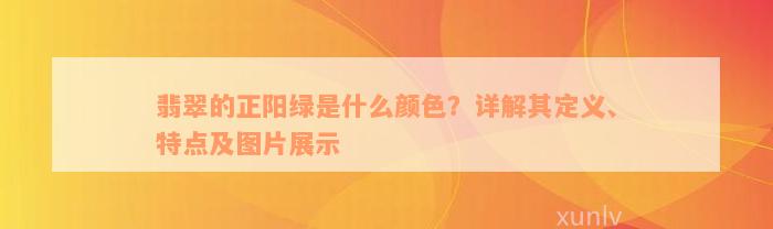 翡翠的正阳绿是什么颜色？详解其定义、特点及图片展示