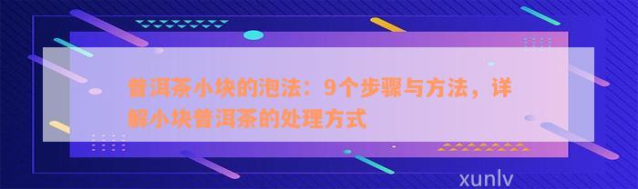 普洱茶小块的泡法：9个步骤与方法，详解小块普洱茶的处理方式