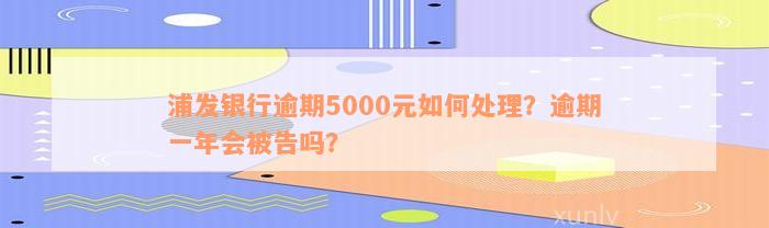 浦发银行逾期5000元如何处理？逾期一年会被告吗？