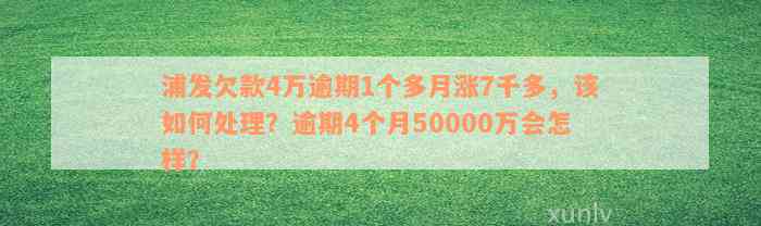 浦发欠款4万逾期1个多月涨7千多，该如何处理？逾期4个月50000万会怎样？