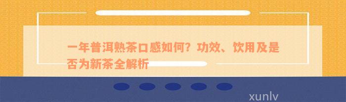 一年普洱熟茶口感如何？功效、饮用及是否为新茶全解析