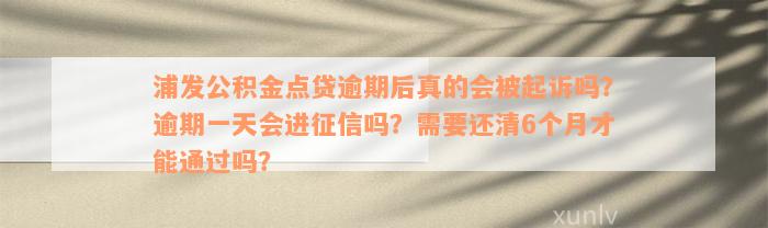 浦发公积金点贷逾期后真的会被起诉吗？逾期一天会进征信吗？需要还清6个月才能通过吗？