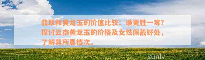 翡翠和黄龙玉的价值比较：谁更胜一筹？探讨云南黄龙玉的价格及女性佩戴好处，了解其所属档次。