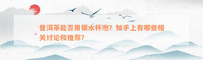 普洱茶能否用银水杯泡？知乎上有哪些相关讨论和推荐？