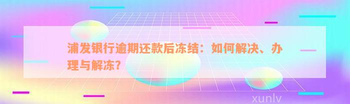 浦发银行逾期还款后冻结：如何解决、办理与解冻？