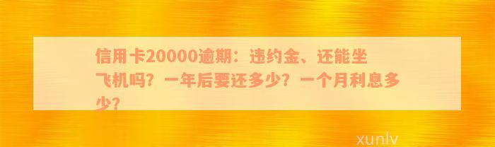 信用卡20000逾期：违约金、还能坐飞机吗？一年后要还多少？一个月利息多少？