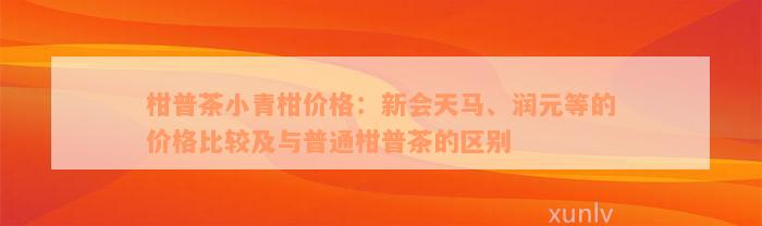 柑普茶小青柑价格：新会天马、润元等的价格比较及与普通柑普茶的区别