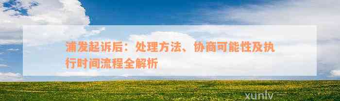 浦发起诉后：处理方法、协商可能性及执行时间流程全解析