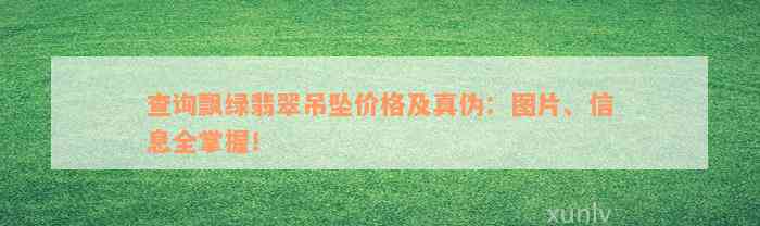 查询飘绿翡翠吊坠价格及真伪：图片、信息全掌握！