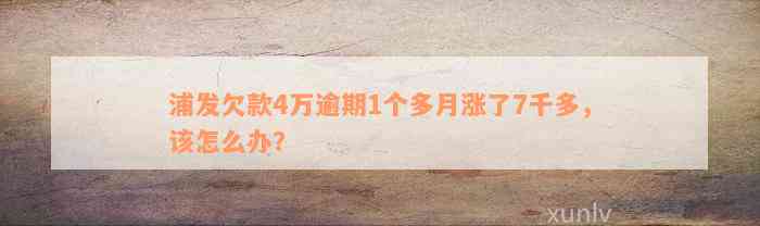 浦发欠款4万逾期1个多月涨了7千多，该怎么办？