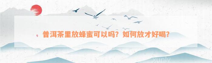 普洱茶里放蜂蜜可以吗？如何放才好喝？