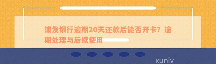 浦发银行逾期20天还款后能否开卡？逾期处理与后续使用