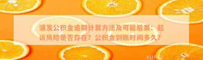 浦发公积金逾期计算方法及可能后果：起诉风险是否存在？公积金到账时间多久？