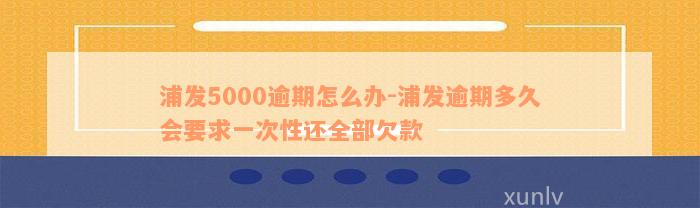 浦发5000逾期怎么办-浦发逾期多久会要求一次性还全部欠款