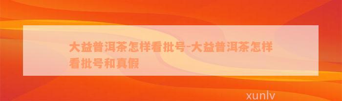 大益普洱茶怎样看批号-大益普洱茶怎样看批号和真假