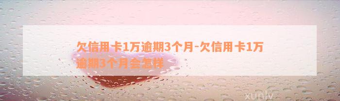 欠信用卡1万逾期3个月-欠信用卡1万逾期3个月会怎样