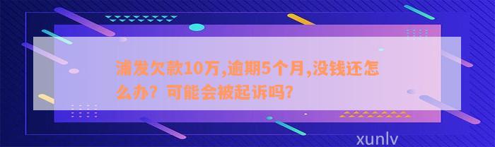 浦发欠款10万,逾期5个月,没钱还怎么办？可能会被起诉吗？