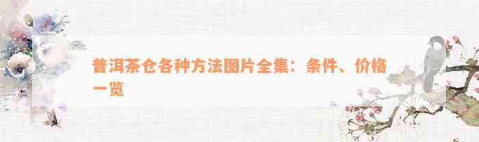 普洱茶仓各种方法图片全集：条件、价格一览