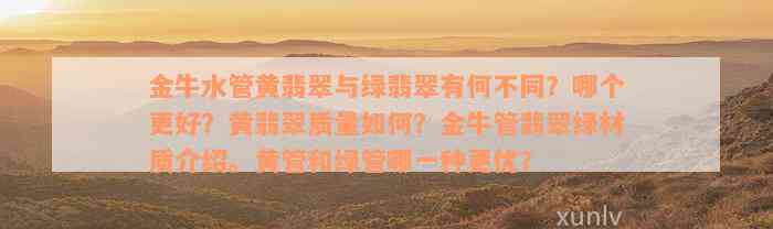 金牛水管黄翡翠与绿翡翠有何不同？哪个更好？黄翡翠质量如何？金牛管翡翠绿材质介绍。黄管和绿管哪一种更优？