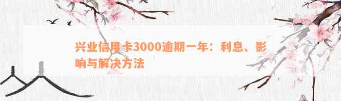 兴业信用卡3000逾期一年：利息、影响与解决方法