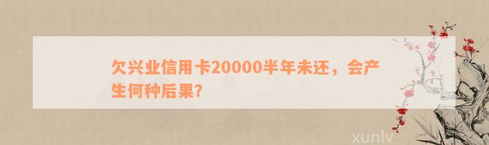 欠兴业信用卡20000半年未还，会产生何种后果？