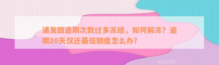 浦发因逾期次数过多冻结，如何解冻？逾期20天仅还最低额度怎么办？