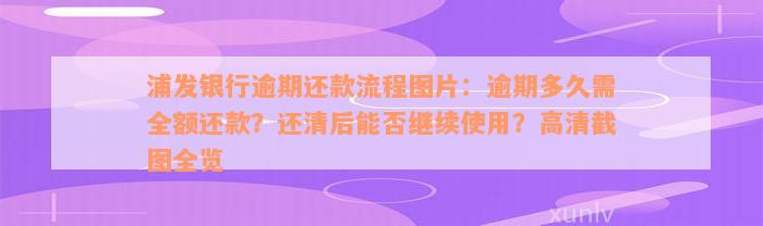 浦发银行逾期还款流程图片：逾期多久需全额还款？还清后能否继续使用？高清截图全览