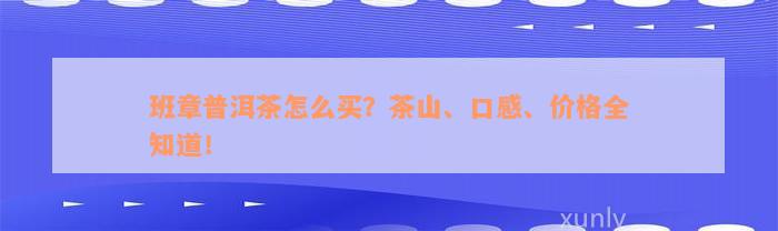 班章普洱茶怎么买？茶山、口感、价格全知道！