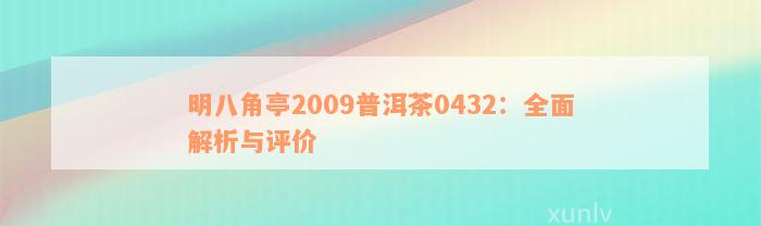 明八角亭2009普洱茶0432：全面解析与评价