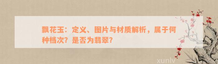 飘花玉：定义、图片与材质解析，属于何种档次？是否为翡翠？