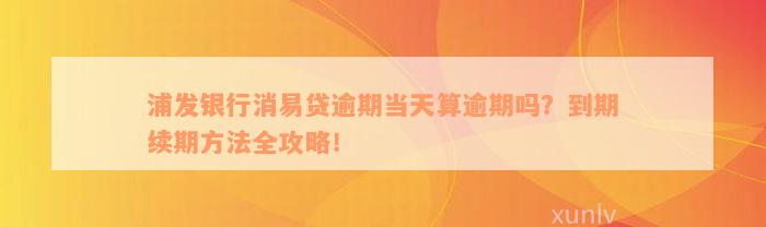 浦发银行消易贷逾期当天算逾期吗？到期续期方法全攻略！